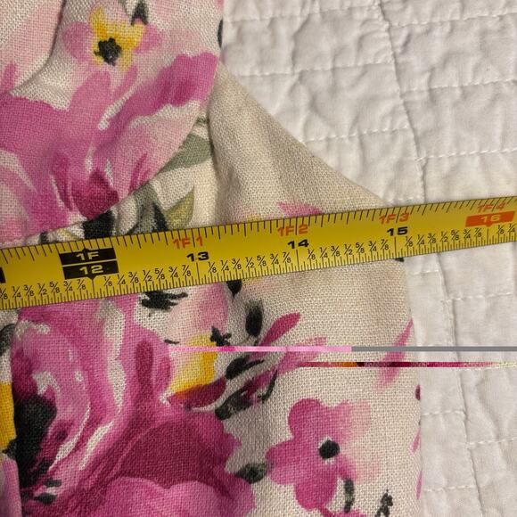 Abercrombie & Fitch Linen Blend Set Top Pink Floral Square Neck Crop Cami Small - Picture 7 of 7